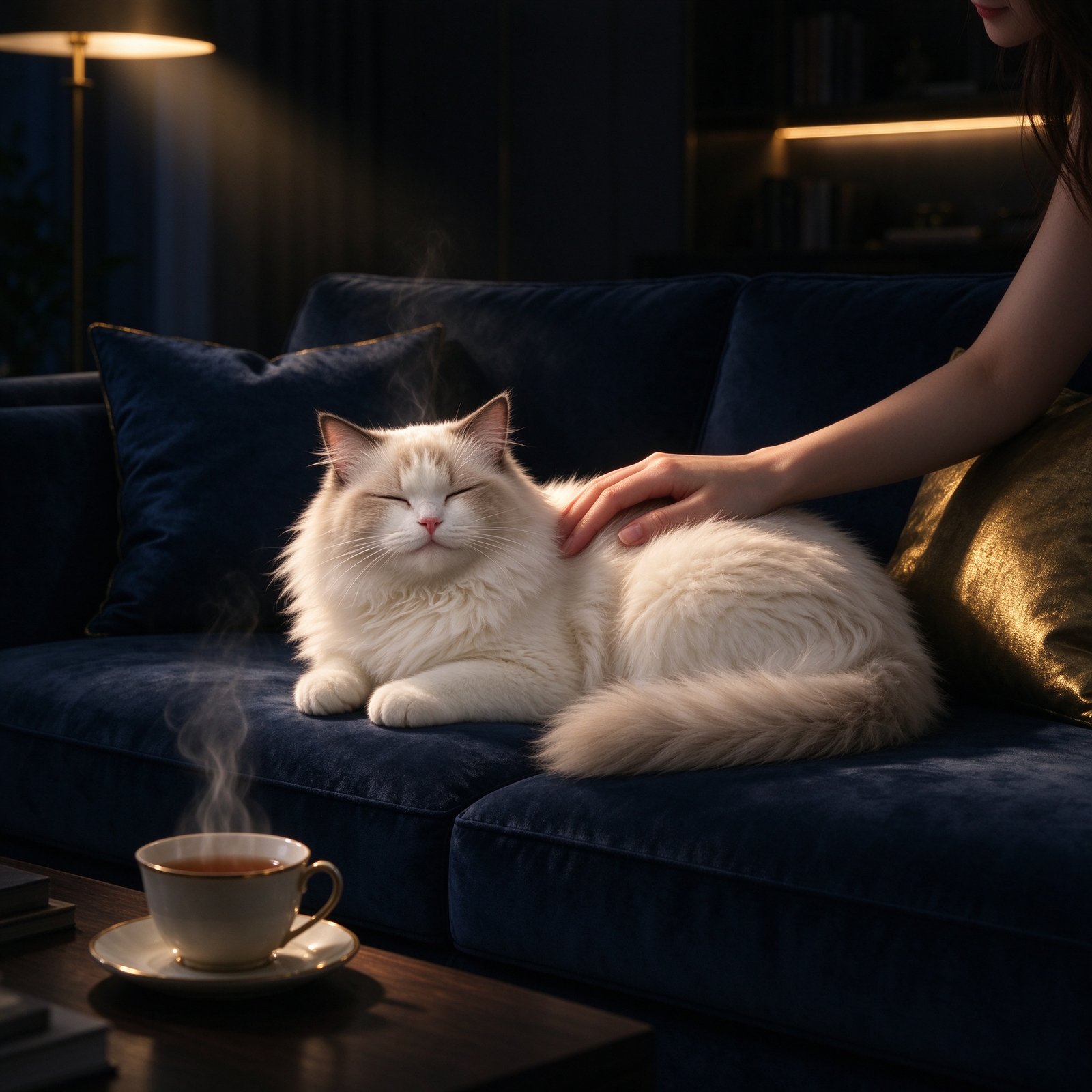 Elated Doll companion pet in a living room